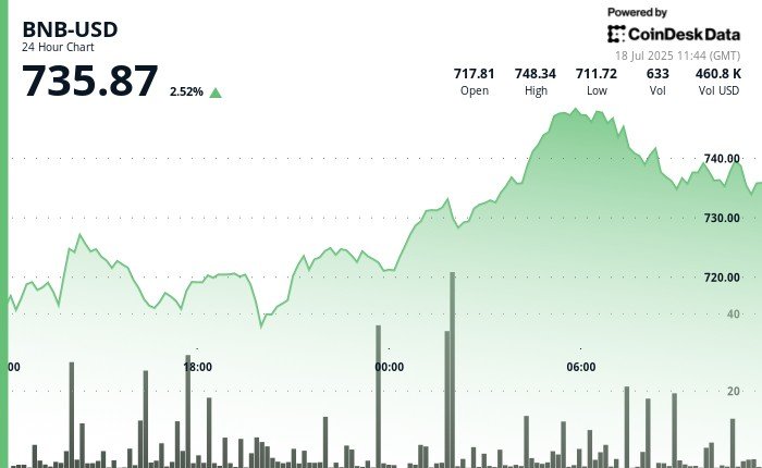 BNB Rises as Binance Dominates Q2 Volumes, Windtree Unveils $200M Treasury