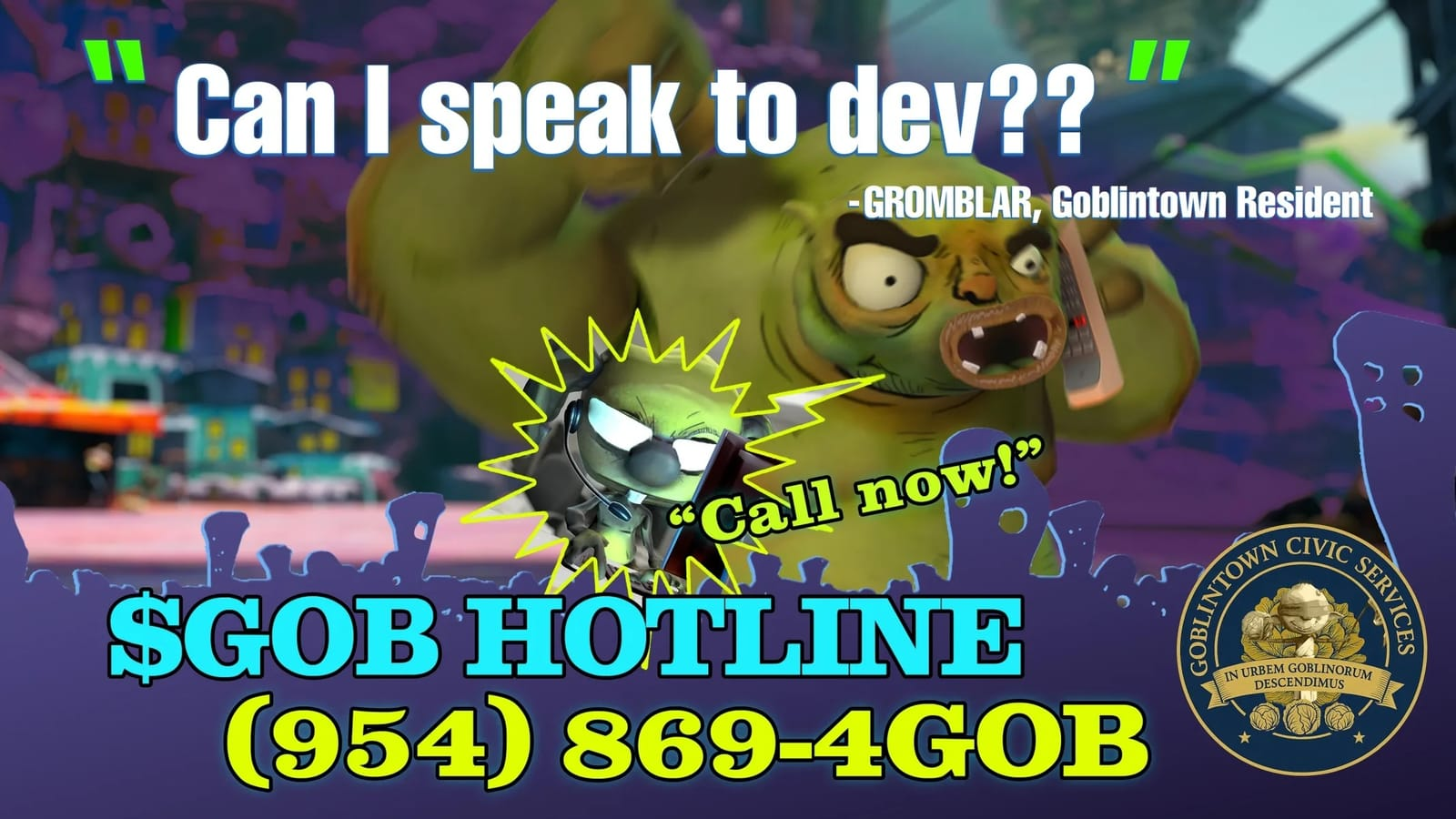 Goblintown launches hotline to complain about its memecoin
