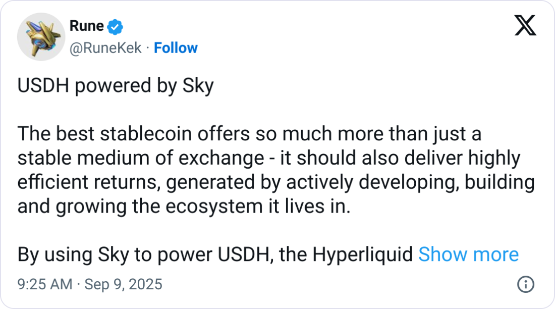 Sky joins bidding war to launch Hyperliquid&rsquo;s USDH stablecoin