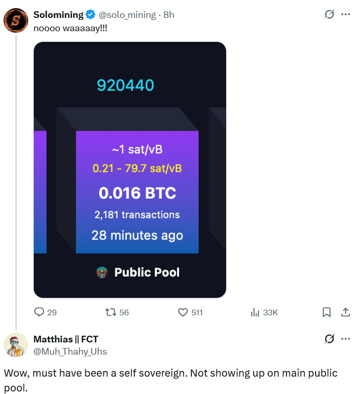 Solo Bitcoin miner scores $347K &mdash; 'pure self-soverignty in action'
