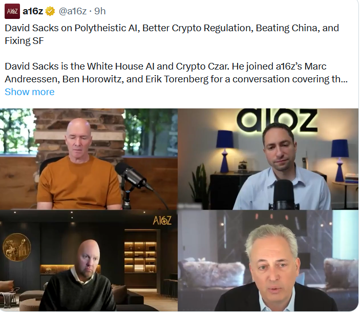 Crypto czar David Sacks argues AI threat is Orwellian, not Terminator