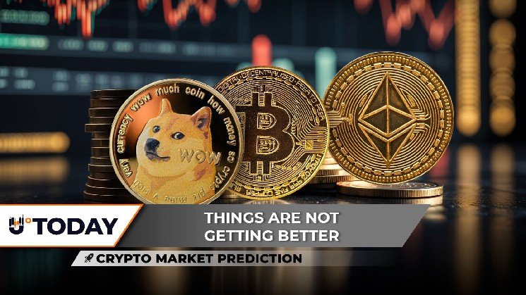 Crypto Market Prediction: Dogecoin (DOGE) Death Cross Confirmed, Bitcoin (BTC) Fights $500 Million Sell Wall, Ethereum (ETH) Price Recovery Here?