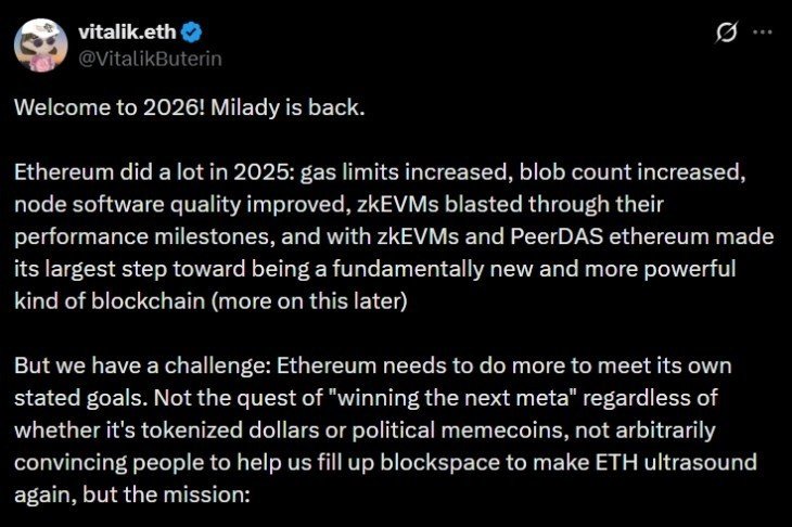 Ethereum to Focus on L1 Scaling and Institutional Privacy in 2026