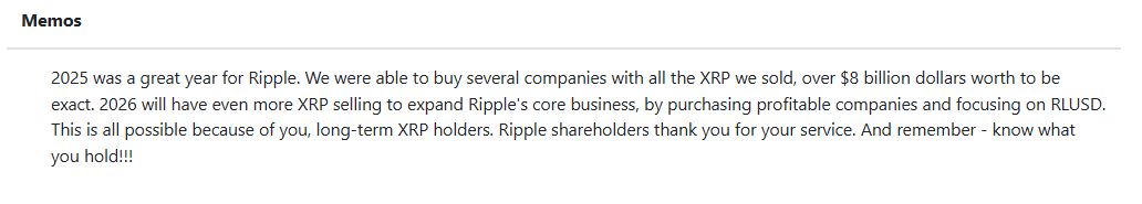 Ripple Starts New Year With 1B XRP Release and Controversial Message of Selling More XRP in 2026