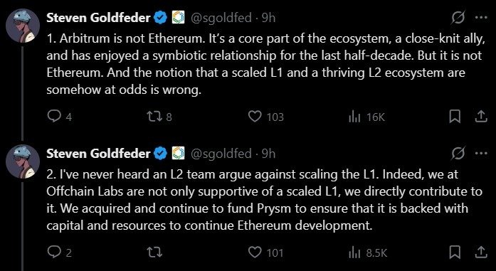 Arbitrum, Optimism and Base weigh in after Vitalik questions L2 scaling model