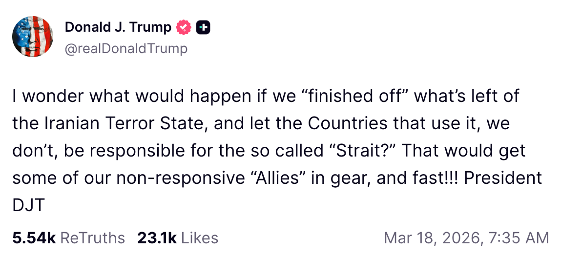 Trump documents meltdown over Iran war on Truth Social