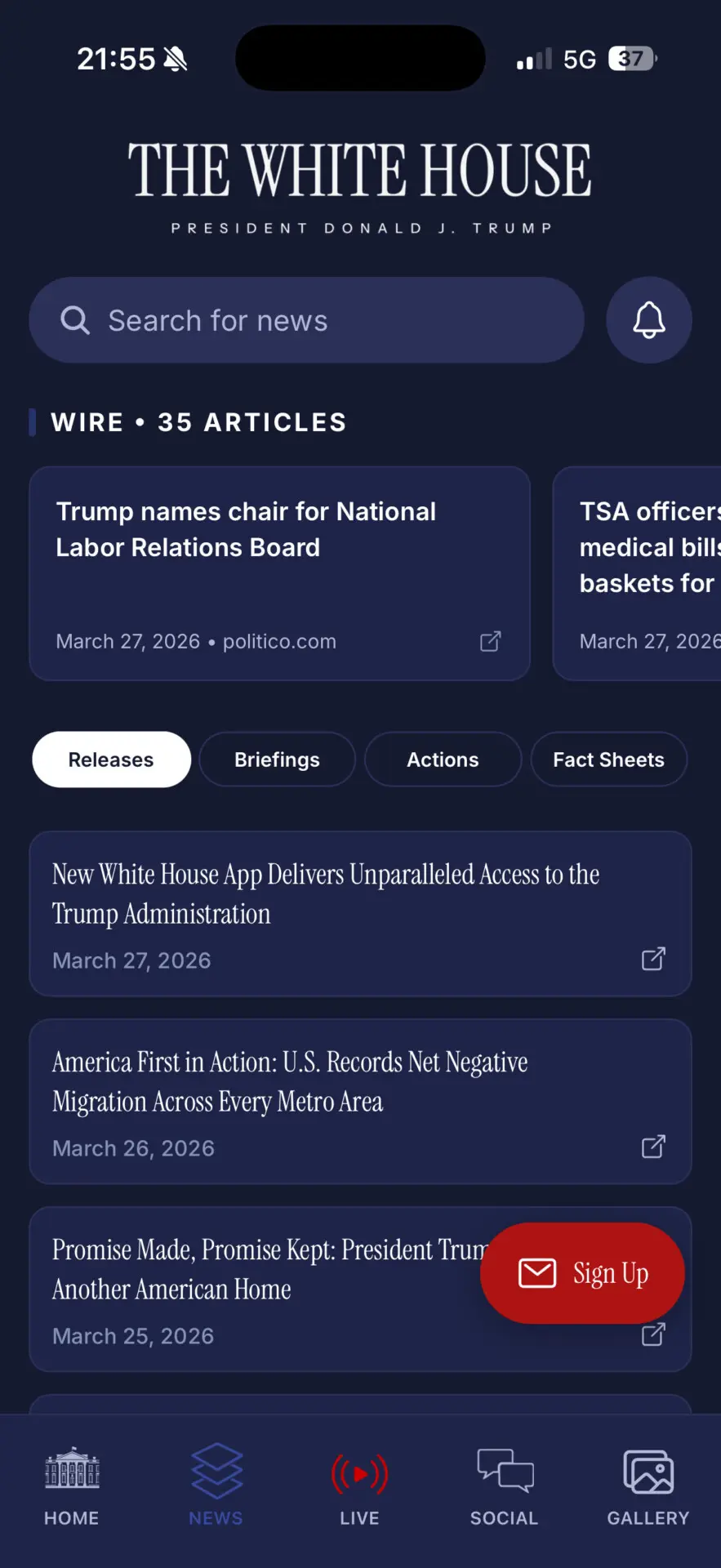 Trump launches a White House app