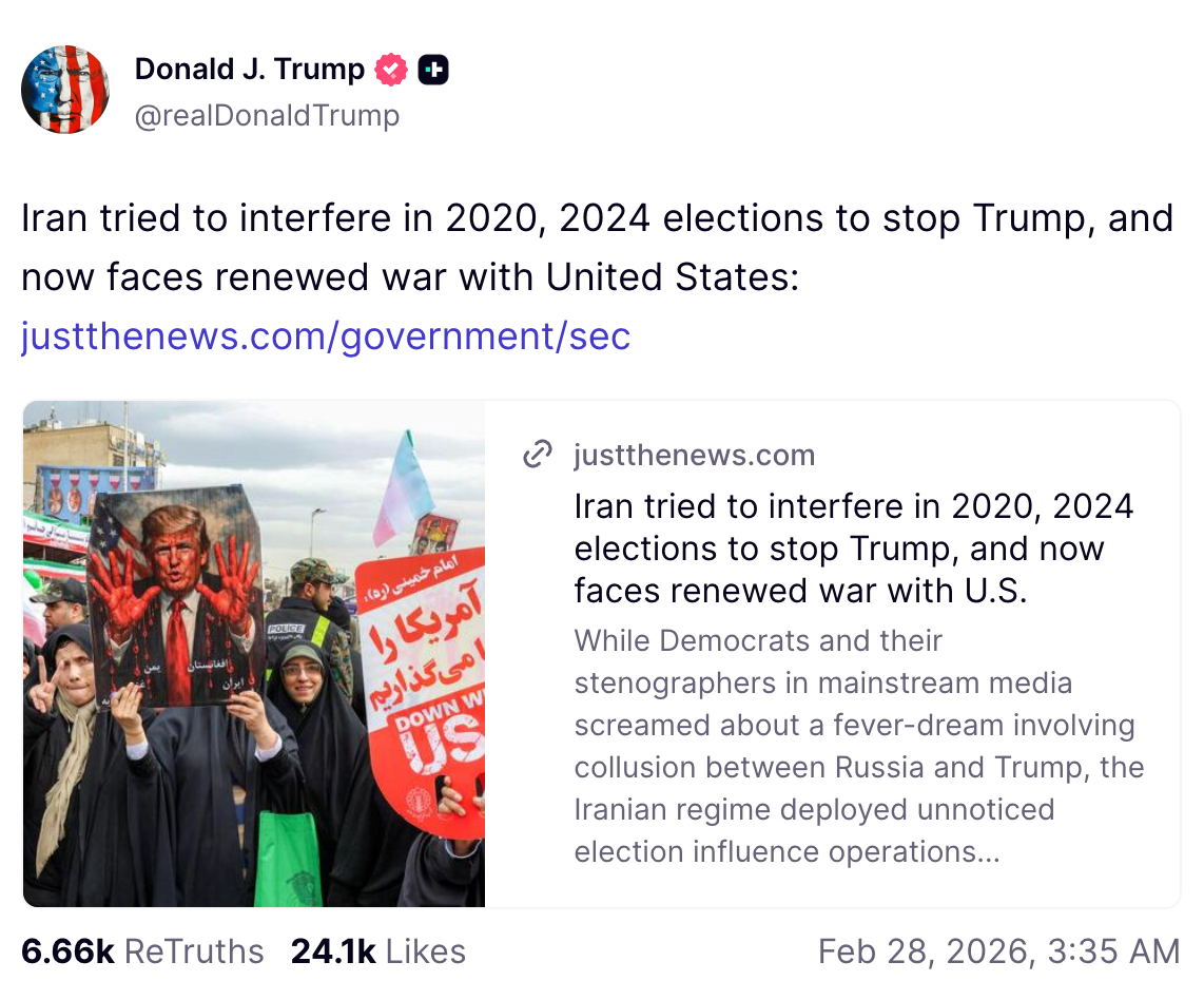 Trump documents meltdown over Iran war on Truth Social