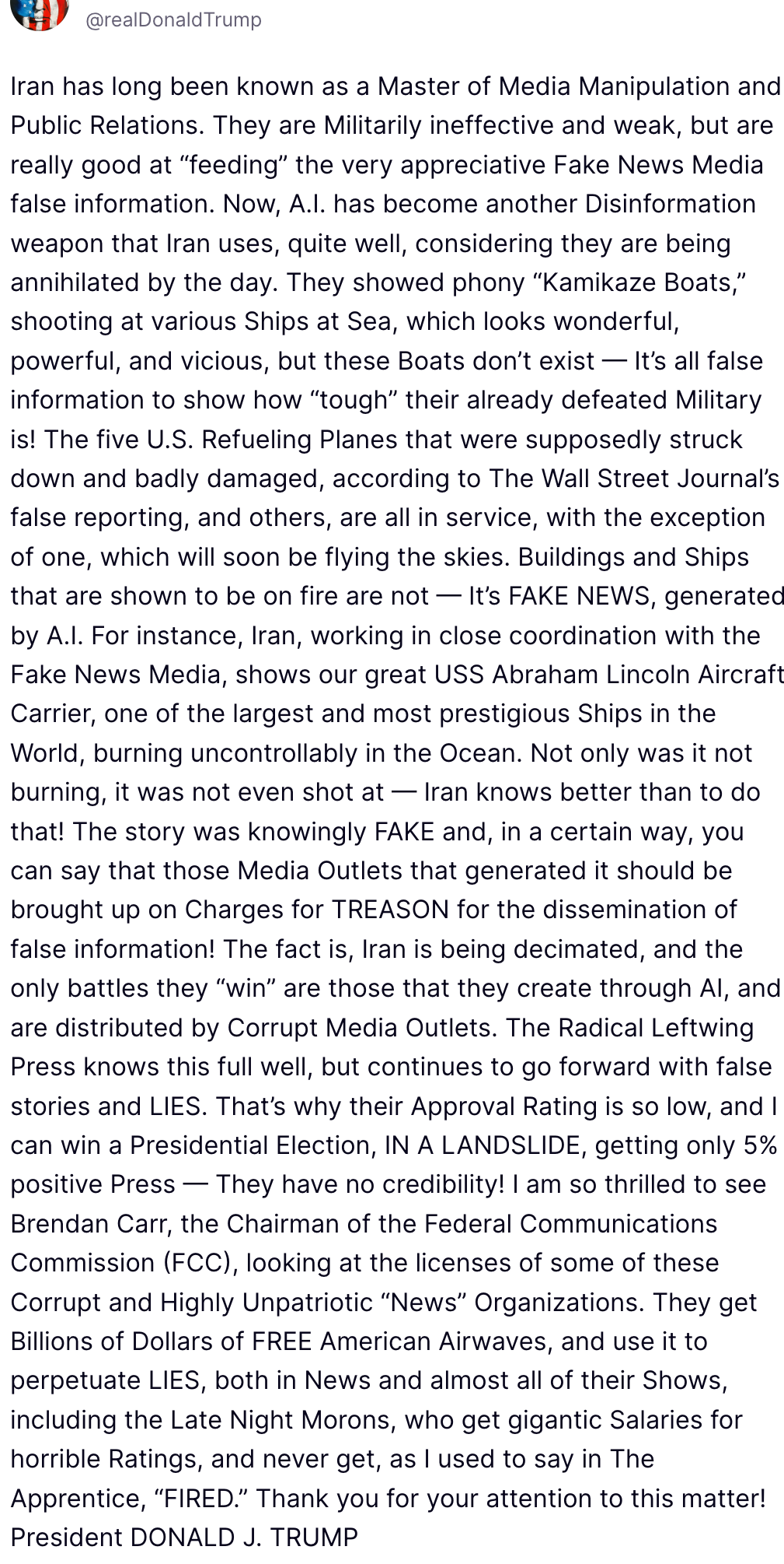 Trump documents meltdown over Iran war on Truth Social