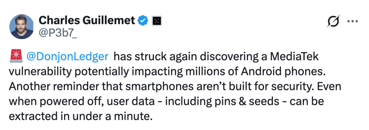 MediaTek patches bug enabling crypto seed theft in just 45 seconds MediaTek patches bug enabling crypto seed theft in just 45 seconds