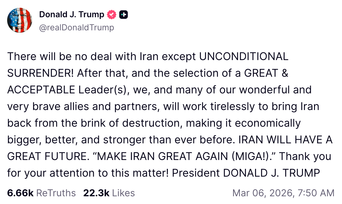 Trump documents meltdown over Iran war on Truth Social