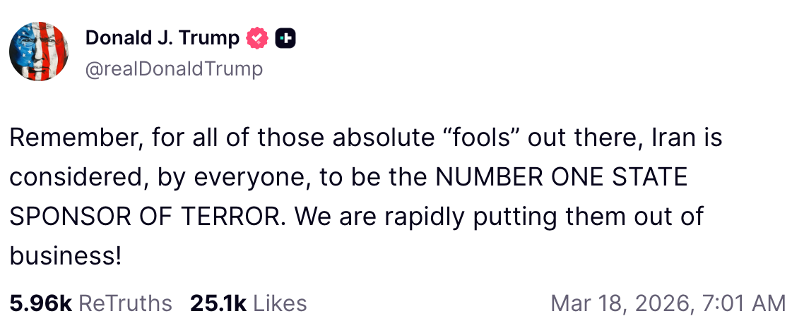 Trump documents meltdown over Iran war on Truth Social