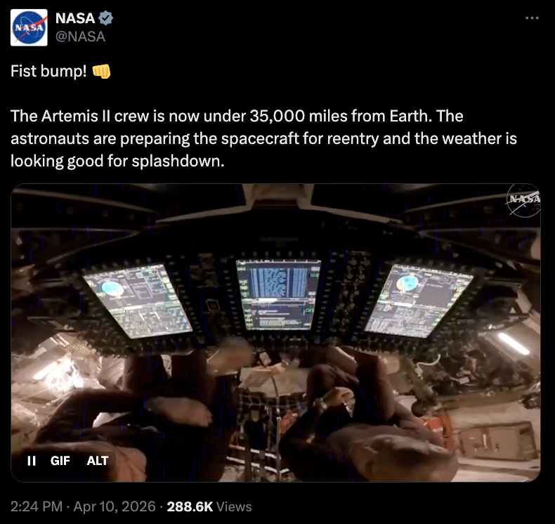 Prediction market users await Artemis II mission splashdown