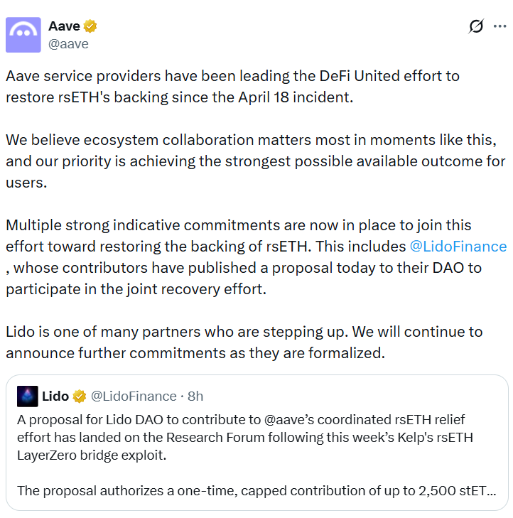 Crypto protocols pledge 43K ETH to restore rsETH backing