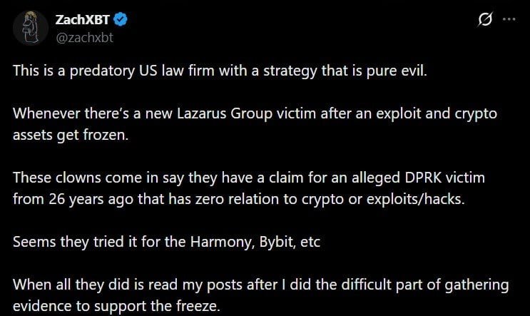 ZachXBT Exposes US Law Firm Gerstein Harrow's $71M Grab of Stolen Lazarus Funds