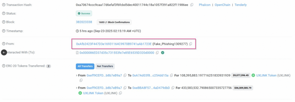 UXLink exploit returns as attacker sends $8.1M ETH to Tornado Cash