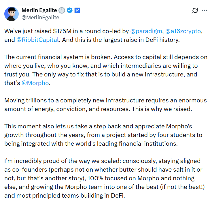 Morpho's $175M raise shows where crypto VC money is flowing Morpho's $175M raise shows where crypto VC money is flowing