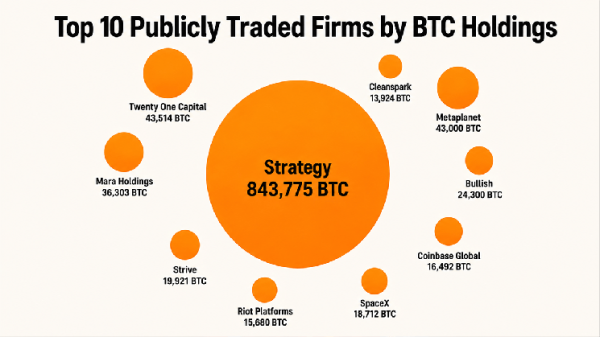 Top 10 Publicly Traded Firms by BTC Holdings Reveal a Million-Bitcoin Power Bloc