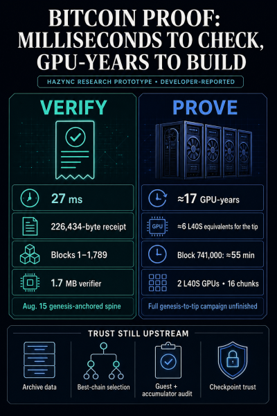 Reaching instant 27ms validation on Bitcoin will take 17 GPU years of compute power