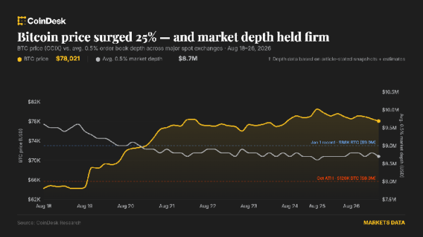 Lesser-tracked bitcoin market dynamic lends credibility to August surge to $80,000