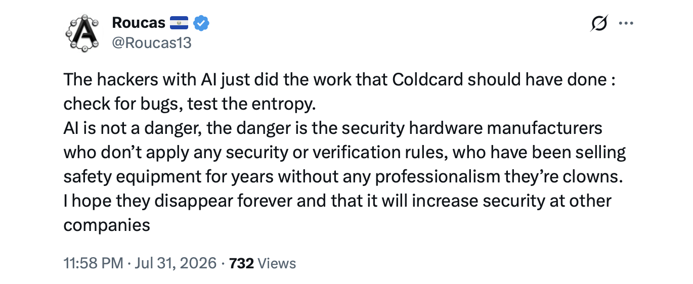 Was AI Responsible for Finding the Coldcard Security Flaw? Was AI Responsible for Finding the Coldcard Security Flaw?