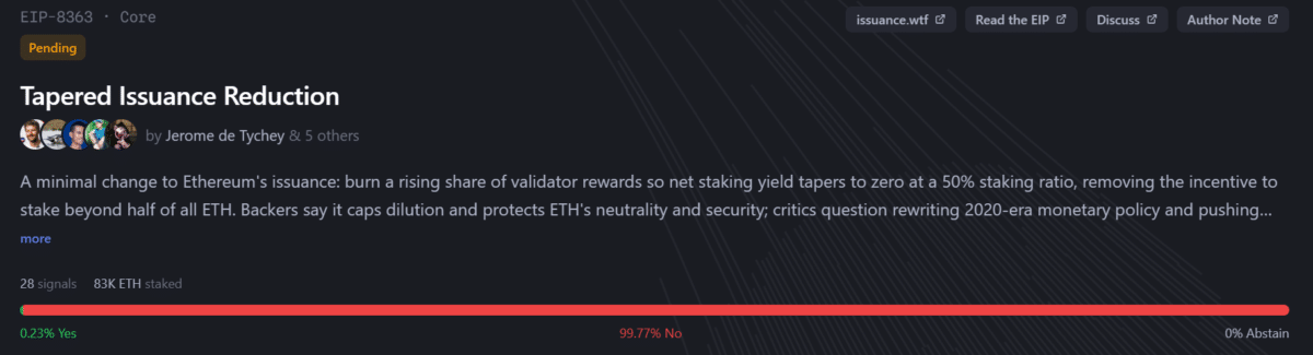 Ethereum: EIP-8361 targets inflation, yet 99.7% signal &lsquo;No&rsquo; &ndash; Why?