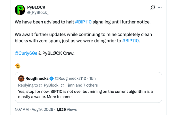 BIP-110 Backers Plot Minority Chain's PoW Reset to 'Fire' Bitcoin Miners