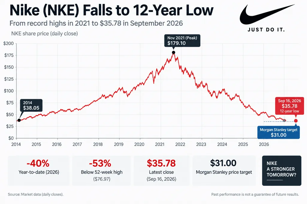 Nike Stock Crashes to 12-Year Low &mdash; How Much Worse Can NKE Get?